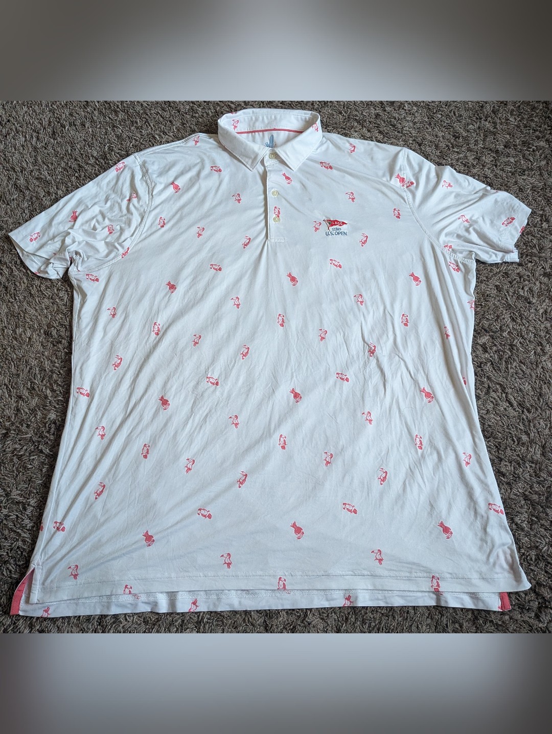 Johnnie O Featherweight White Toucan Aop 2023 Lacc Us Open Polo Mens Xxl